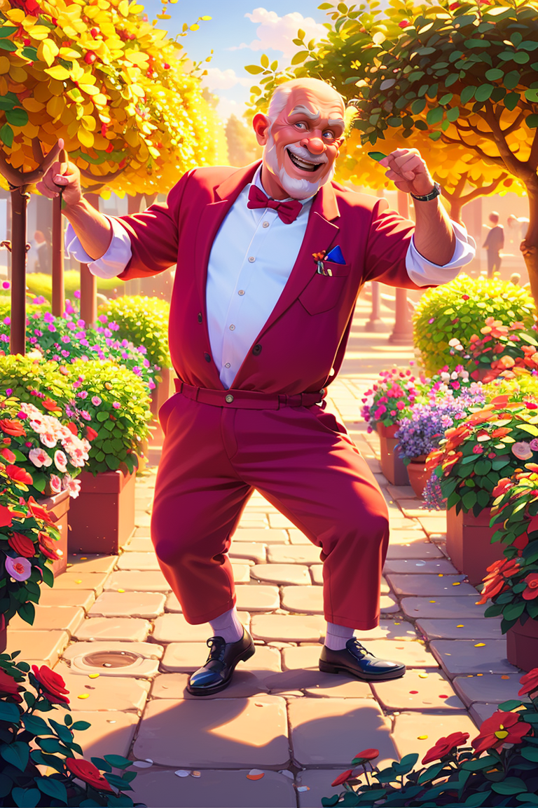 35168-2610461691-,Masterpiece,Best quality,Highres,Extremely detailed 8k wallpaper,Very clear,a funny and lovely old man,dancing in a clown costu.png